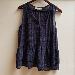 Loft sheer layered sleeveless blouse, size M